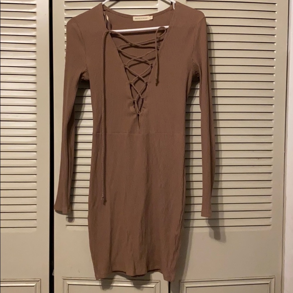 Brown Plunging Neck Mini